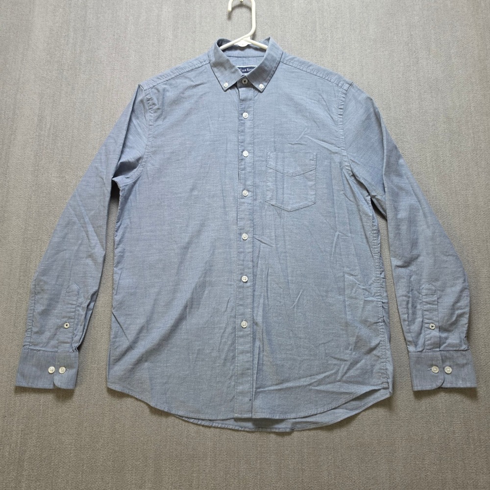 Club Room Button Down Shirt Mens Small Blue Long Sleeve Stretch Oxford Pocket